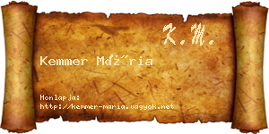 Kemmer Mária névjegykártya